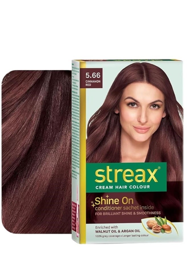 Streax Permanent Hair Colour, 100% Grey coverage, Infused with Argan and Walnut Oil Hair Colour Highlight Kit | Blue Hair Colour, Aqua Blue - Pack of 1, Streax Permanent Hair Colour Red Hair Colour, 5.66 Cinnamon Red, 120 ml, Pack of 1 - Image 2
